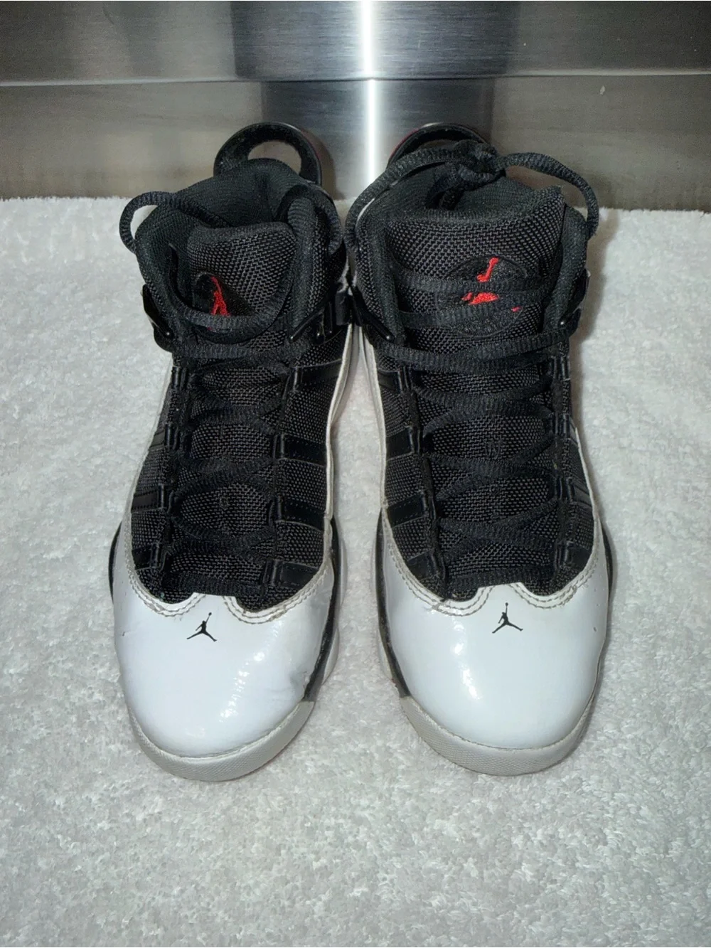 Nike Air 6 Rings Black/White/Red High-Top University Sneakers Size 2Y